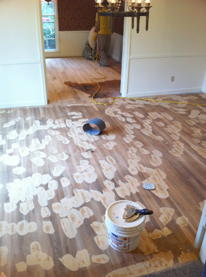 Hardwood floor refinishing in Sandy Springs - Dining Room - Before